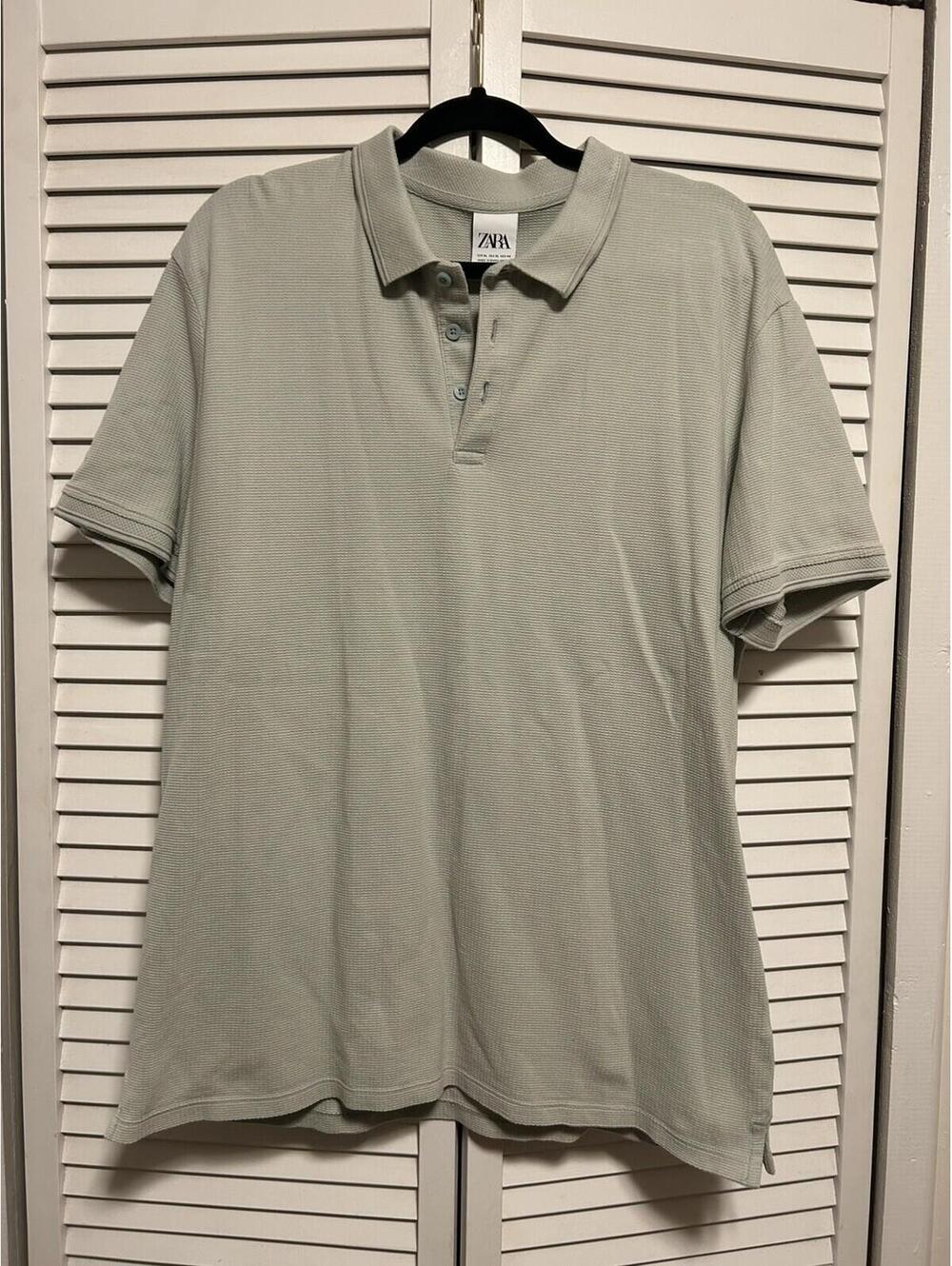 Zara Polo Shirt Men’s Size XL Green Knit Short Sleeve